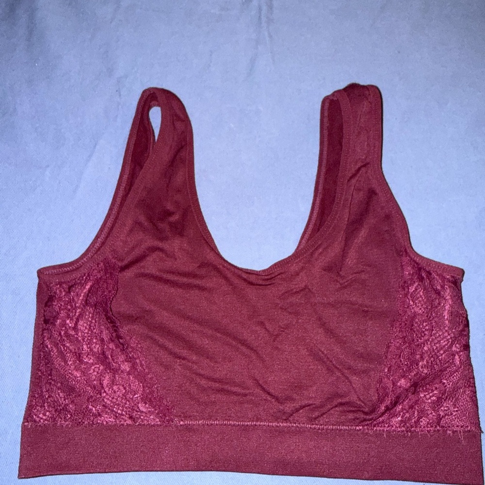 Luxurious Red Lace Sports Bra with Wide Supportive Band